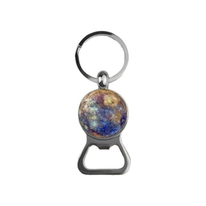 Solar system galaxy keychain with bottle opener and glass dome nebula planet pendant