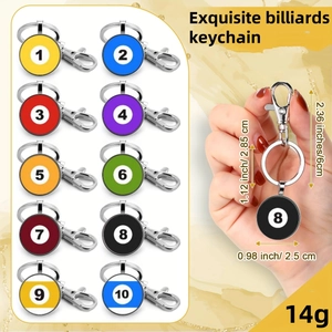 Portachiavi Creativo con Numero di Palla da Biliardo Tema Sportivo Lega di Zinco Chiusura a Moschettone Ciondolo per Borsa Regalo
