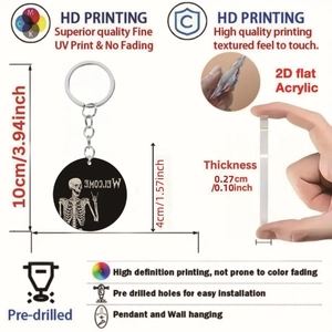 Ghost Halloween 4cm acrylic keychain featuring HD UV printing and skeleton design pendant