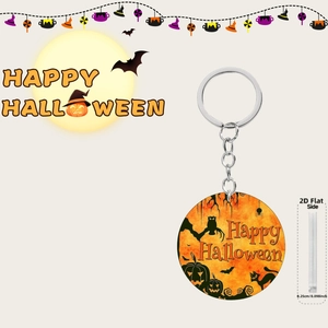 Halloween acrylic keychain with pumpkin, owl and black cat motifs for party gifts