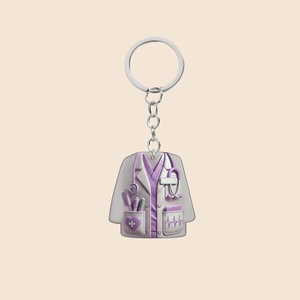 Acrylic 2D nurse uniform pendant with stethoscope and heart for Christmas tree or keys