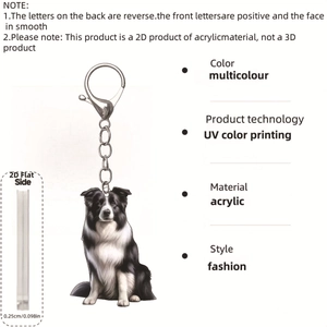 Detailed side view of acrylic border collie pendant showing 0.25cm thickness and lobster clasp