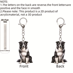 Detailed 0.25cm thickness view of 2D acrylic Border Collie keychain pendant charm