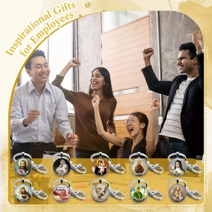 Religious keychain collection with Catholic saints and inspirational quotes for gifts