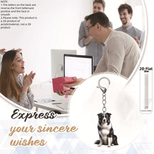 Detailed view of 0.25cm thick 2D acrylic Border Collie dog pendant with metal lobster clasp
