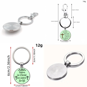 Sister in Christ metal keychain with Christian scripture glass pendant for women