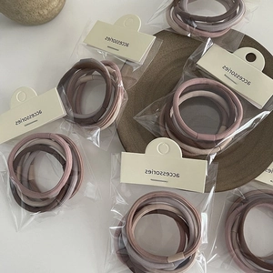 Simple High Elastic Morandi Colors Hair Ties For Women Girls Ribbed Texture Seamless Hair Bands Ponytail Holder Accessories
