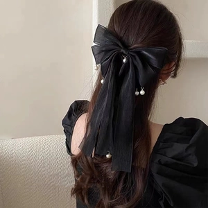 Grande Fermaglio per Capelli a Fiocco in Organza Con Pendenti di Künstliche Perle Elegante Molletta a Molla per Donna Accessori