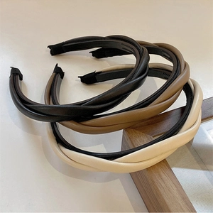 Elegant Faux Leather Twist Headband Vintage Cross Braid High Top Hair Hoop For Women Girls Stylish PU Leather Hair Accessories