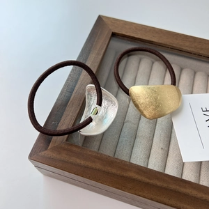 Minimalist metallic hair tie set with hammered gold and silver irregular charms