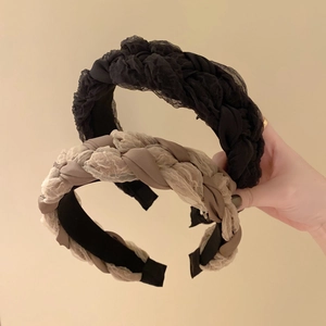 Serre-tête Tressé Large Rétro pour Femmes Gaze de Maille Satin Nœud Torsadé Bandeau Élégant Accessoires de Coiffure