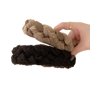 Serre-têtes tressés élégants en noir et marron avec satin et mesh dentelle