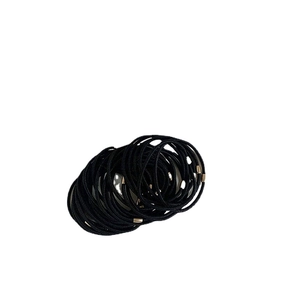 Elastic black hair ties set with gold metal connectors for women's hairstyling
