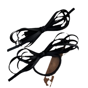 Elegant pair of black ribbon bow hair clips in French vintage style for women