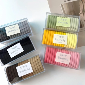 5-box set of colorful high-elasticity hair ties with seamless thick fabric texture