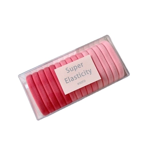 Pink gradient seamless hair ties set in clear storage box with high elasticity feature