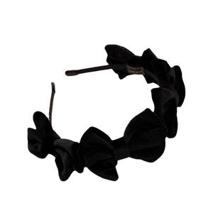 Eleganter schwarzer Samt-Haarreif mit sechs 3D-Schleifen für einen Vintage-Haar-Style