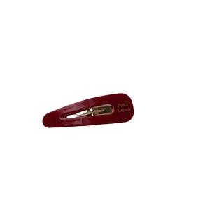 Barrette goutte d'eau minimaliste en acétate rouge foncé faite à la main