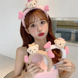 Serre-tête peluche ours mignon pour lavage du visage, accessoire cheveux doux pour femme