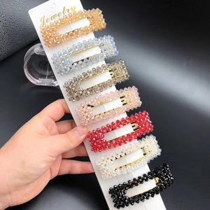Set aus sieben Kristall-Haarspangen in Champagner, Blau, Pink und Rot für Damen