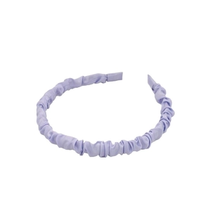 Elegant lavender satin pleated headband with puffy cloud design for women and girls