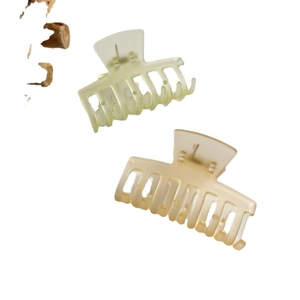 Frosted jelly color hair claw clips in translucent yellow and green resin for women