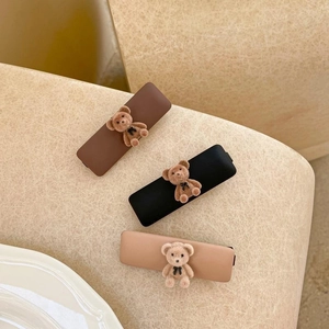 Kawaii Cute 3D Plush Bear Hair Clip Matte Duckbill Hairpin For Women Girls Sweet Fashion Daily Hair Accessories Gift