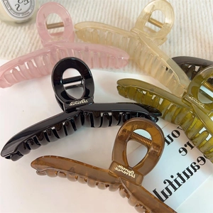 Grande Pince à Cheveux en Acrylique pour Femmes Cheveux Épais Résine Pince Requin Élégante Imprimé Lettres Barrette Cheveux
