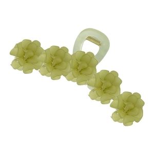 Pince à cheveux élégante vert forêt motif muguet pour chignon et coiffure de femme
