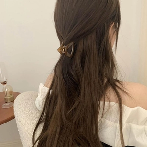 Brown amber translucent triangle hair claw clip for high ponytail styling and decoration