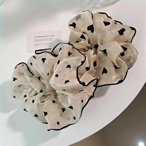 Chouchous Élégants en Tissu pour Femmes Motif Cœur Papillon Bandeau Élastique Accessoires de Coiffure à la Mode Minimaliste Cadeau