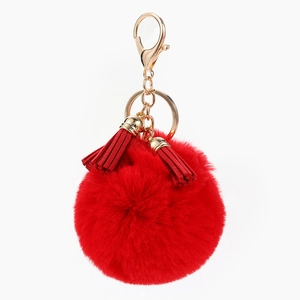 Mignon Porte-clés Boule de Peluche Avec Gland pour Femmes Pompon en Fausse Fourrure Pendentif Charme de Sac Anneau en Alliage d'Or Accessoire Bijoux