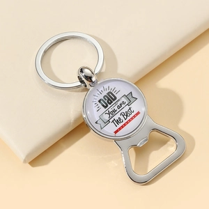 Father's Day silver metal beer bottle opener keychain with Dad You are The Best engraving