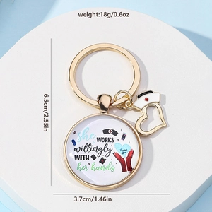 Porte-clés pour infirmière avec pendentif cœur et citation inspirante gravée
