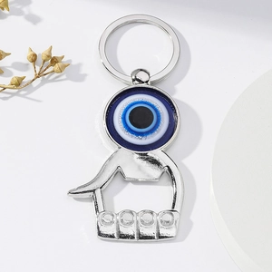 Porte-Clés Décapsuleur Mauvais Œil Anneau de Clé en Métal Pendentif Œil de Nazar Créatif Cadeau Outil en Métal de Mode