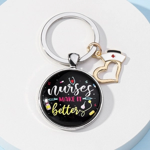 Nurse appreciation keychain with 'nurses MAKE IT better' quote and medical charms