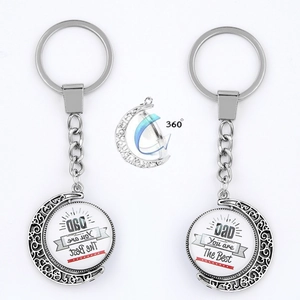 Father's Day zinc alloy keychain with a 360-degree rotating Dad You Are The Best charm