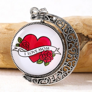 Mother's Day I Love Mom Rotating Heart Rose Keychain Retro Zinc Alloy Hollow Moon Pendant Keychain Gift For Women