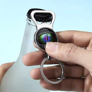 Silver metal dragon eye bottle opener keychain accessory for bags and car keys