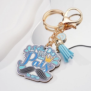 Porte-clés en Bois pour la Fête des Pères Feliz Dia Dos Pais Porte-clés Portugais Avec Pompon Bleu Moustache Couronne Cadeau Papa