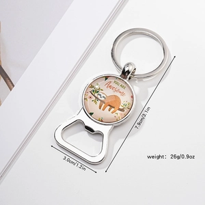 Detail of metal koala bottle opener keychain showing dimensions 3.1in by 1.2in