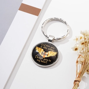 Memorial baby feet metal keychain with God has you in His arms engraving heart pendant