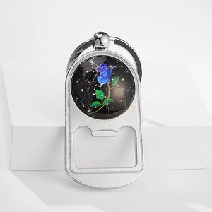 Colorful butterfly time gem keychain pendant and bottle opener for bags and car keys