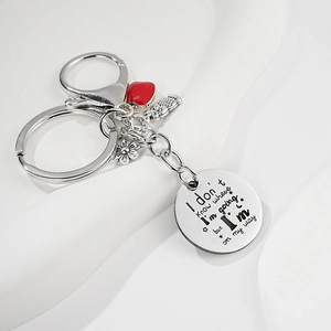 Porte-clés enseignant en acier avec pendentif pomme et citation motivante gravée