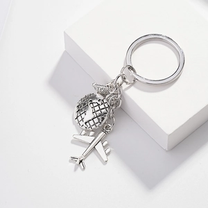 Travel Theme Metal Keychain World Map Globe Airplane City Sign Pendant Zinc Alloy Key Ring For Travelers Gift