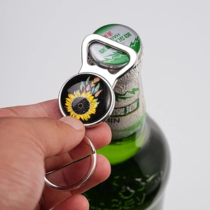 Multifunctional sunflower gemstone keychain bottle opener for car keys and gift use