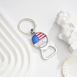 Metal Bottle Opener Keychain American Flag Eagle USA Theme Beer Opener Key Ring Father's Day Gift Patriotic Jewelry Accessory