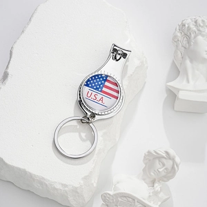 Multifunction Nail Clipper Keychain With Beer Bottle Opener American Flag Eagle Pattern Stainless Steel Key Ring Father Day Gift