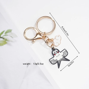 Porte-clés hirondelle en métal avec breloque nuage blanc et cerf-volant oiseau émail