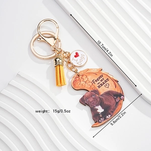 Acrylic dog memorial keychain with tassel and wings, printed with Forever in My Heart